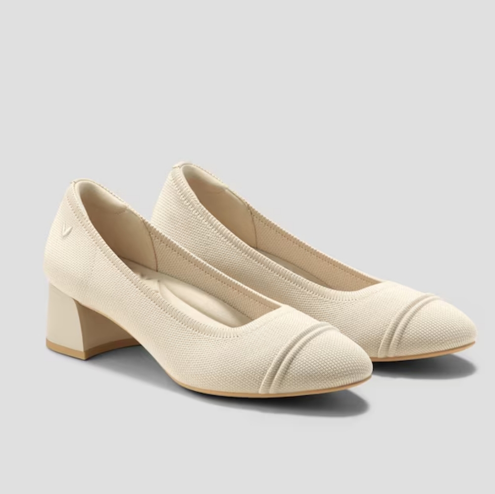 VIVAIA Round-Toe Chunky Heels (Running Heels Julie Pro) Cream Ivory 36 = 5.5-6
